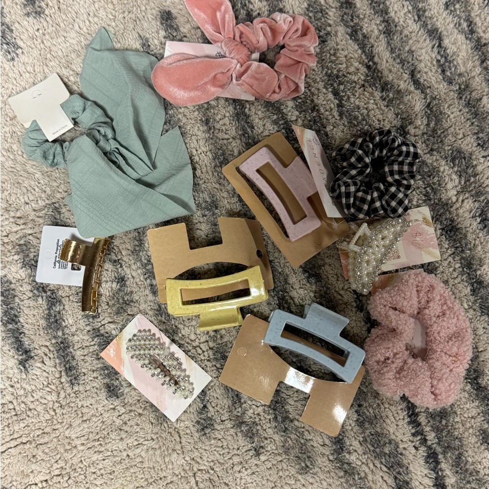 Bulk Hair Accessories Set - Pink, Green, Gold